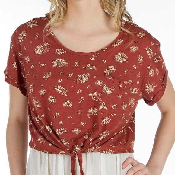 NWT Obey Dazed front knot cropped top tee shirt medium paisley - Picture 3 of 4